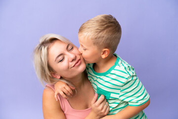 Mother and son over isolated background