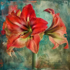 Amaryllis, dramatic, colorful, watercolor style