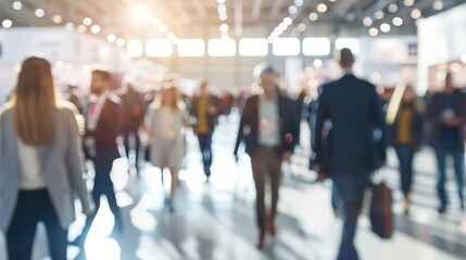 motion blur of business people in the office building corridor.