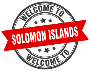 Fototapeta premium Welcome to Solomon Islands stamp. Solomon Islands round sign