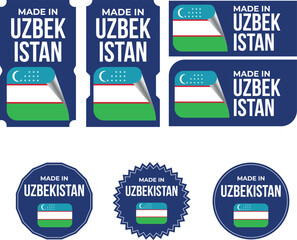 Made in Uzbekistan. Uzbekistan flag, Tag, Seal, Stamp, Flag, Icon vector