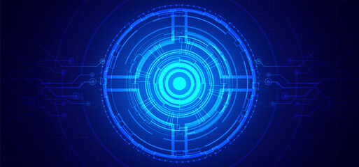 Abstract digital technology futuristic circuit board blue background, Cyber science tech layout, Innovation future Ai big data, Global internet network connection, Cloud hi-tech illustration vector