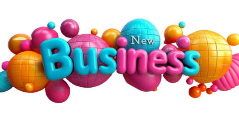 Speech of New Business colorful word transparent background