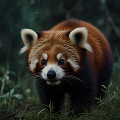 Obraz premium a red panda, using an analog camera to achieve a dreamlike quality reminiscent of the cosmos.