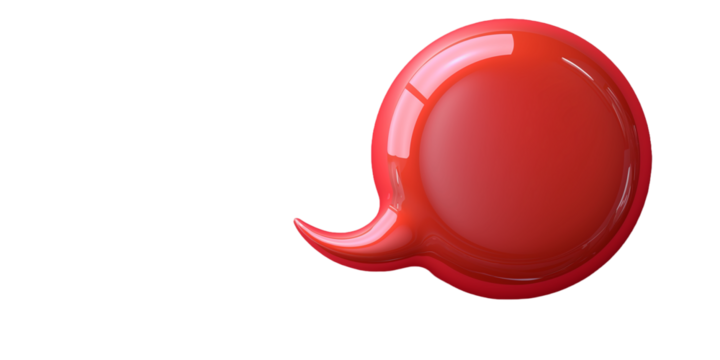 3D red speech bubble icon isolated, Shiny pink bubble transparent background - Powered by Adobe