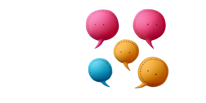 3D blue, pink, orange speech bubble icon isolated, Shiny pink bubble transparent background