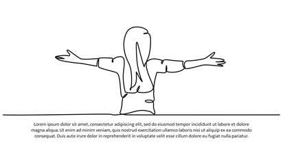 Continuous one line design of fitness in the morning.Minimalist style vector illustration on white background.