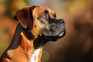 Boxer dog in autumn light