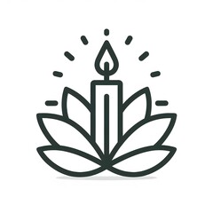 AI Generate of Simple Icon Logo Symbol of Vesak Lotus Flower, Candle Light, Lantern Light,  with white background
