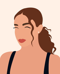 Illustration of a beautiful girl on a light pink background.