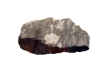 Raw Arsenopyrite mineral rock specimen isolated on white background. 