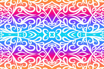 Beautiful colourful batik ethnic dayak line art pattern of indonesian culture traditional background 