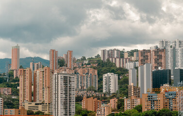 Panoramic view of condominiums in Medellin, Antioquia, Colombia.