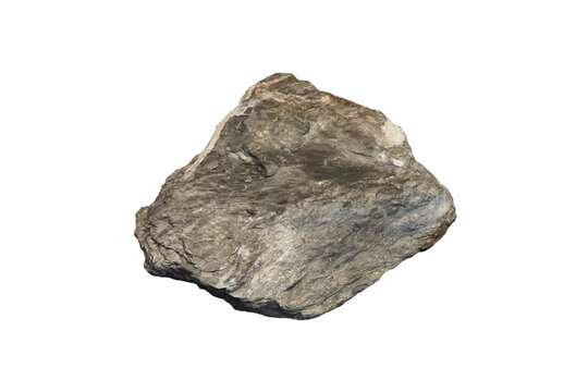 Raw biotite mineral rock specimen isolated on white background. 