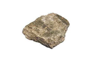 Cut out raw biotite mineral rock specimen isolated on white background. 
