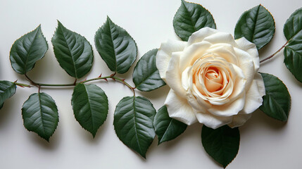 White Roses on the Branch in the Garden