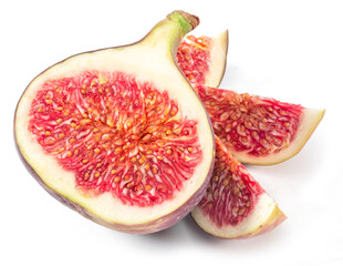 Fig fruit slices isolated on white background.