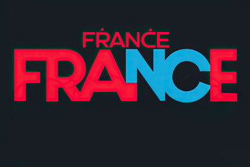 Text-based design with the word "France" in red and blue on a dark background - Powered by Adobe