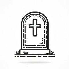 Obraz premium AI Generate of Simple Icon Logo Symbol of Grave Stone, Tombstone, Headstone, Graveyard, with white background