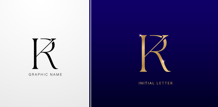KR or RK initials letters monogram logos designs symbol for business cards elements, branding company identity, advertisement material golden foil, collage print, ads campaign, wedding invitation sign