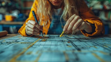 An image of a team working on a blueprint, representing strategic planning.