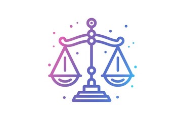 Colorful Scales of Justice Icon in Simple Gradient Style, Symbolizing Fairness and Law, Generative AI