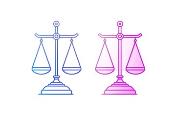 Colorful Scales of Justice Icon in Simple Gradient Style, Symbolizing Fairness and Law, Generative AI