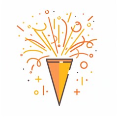 Festive Firecracker Icon with Confetti Explosion for Celebrations and Events - Simple Vector Design Generative AI