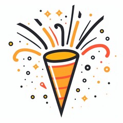Festive Firecracker Icon with Confetti Explosion for Celebrations and Events - Simple Vector Design Generative AI