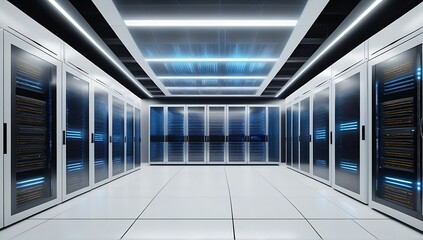 server room hallway interior background