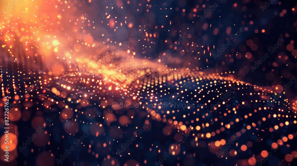 Poster vibrant abstract light beams with sparkling particles in a dynamic composition