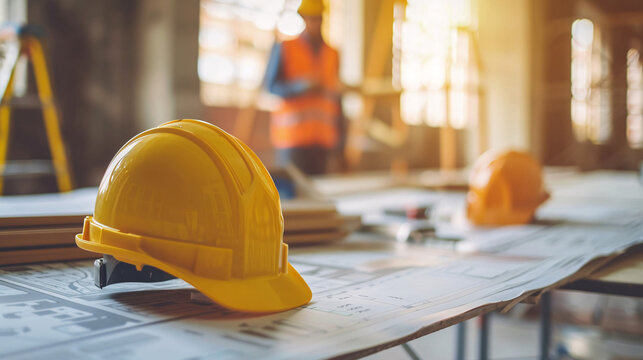 Architects and contractors discussing construction plans at a site