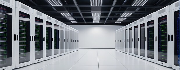 Obraz premium server room hallway interior background