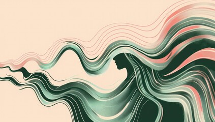 Fototapeta premium Serene Female Profile with Colorful Flowing Hair