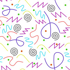 A colorful line doodle seamless pattern.