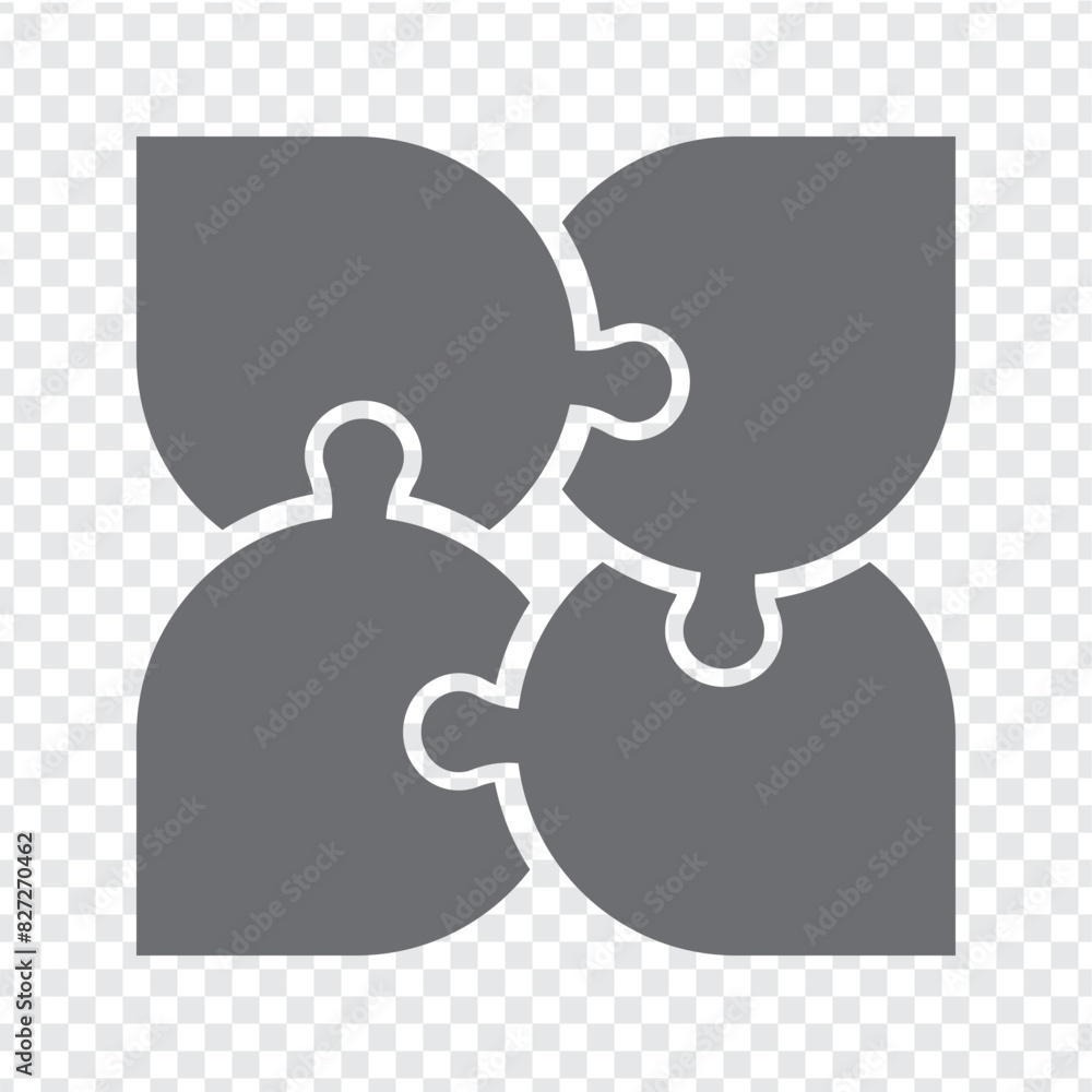 Sticker Simple icon puzzle in gray. Simple icon puzzle of the four elements  on transparent background for your web site design, app, UI. EPS10.