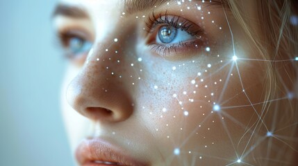 lifting lines advertising of face contour correction female face skin lifting facial rejuvenation concept