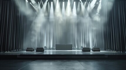 Gray-toned concert stage backdrop, minimalist yet versatile for various performance themes and...