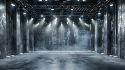 Modern gray concert stage background, enhancing the ambiance and visual appeal of live performances