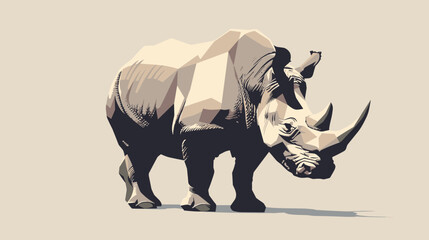 Minimalist illustration of a rhinoceros with its head raised