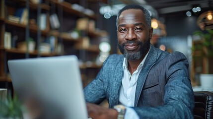 Fototapeta premium businessman working on laptop in office