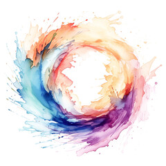 Colorful watercolor splashes on white and transparent background