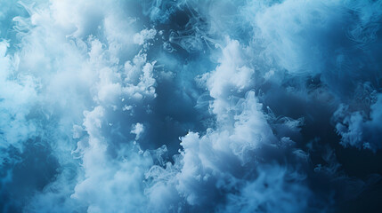Photo of Realistic Clouds, Smoke, Dry Ice Smoke Texture on black dark Background. For website background, print wallpapers, logo, office or design element, posters and more,Blue cloud of smoke 
