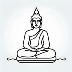 AI Generate of Simple Icon Logo Symbol of Buddha Meditation, Meditate, Meditation, Buddha Statue, Buddha Lotus Position, with white background