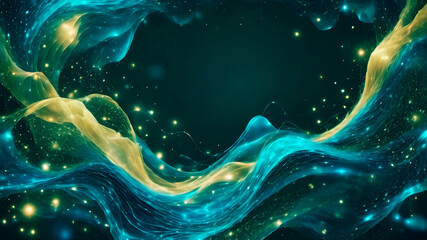 Naklejka premium Cosmic Universe: Colorful Abstract Digital Wave with Bokeh Sparkle