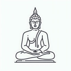 AI Generate of Simple Icon Logo Symbol of Buddha Meditation, Meditate, Meditation, Buddha Statue, Buddha Lotus Position, with white background