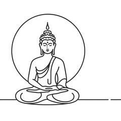 AI Generate of Simple Icon Logo Symbol of Buddha Meditation, Meditate, Meditation, Buddha Statue, Buddha Lotus Position, with white background
