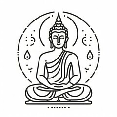AI Generate of Simple Icon Logo Symbol of Buddha Meditation, Meditate, Meditation, Buddha Statue, Buddha Lotus Position, with white background