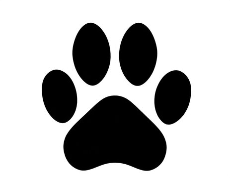 schwarze Silhouette Kontrast Pfote isoliert auf wei&szlig;en Hintergrund, Freisteller 