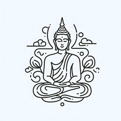 AI Generate of Simple Icon Logo Symbol of Buddha Meditation, Meditate, Meditation, Buddha Statue, Buddha Lotus Position, with white background